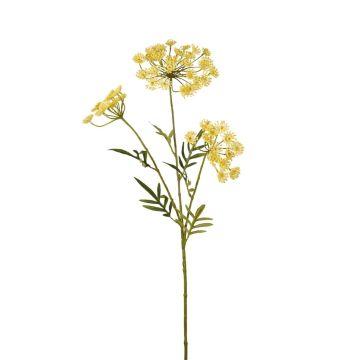 Umělá větvička kopru HAKIM s květy, žlutá, 80cm