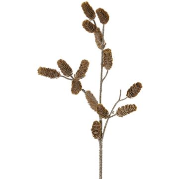 Dekorační jedlová větvička LONGIH se šiškami, hnědobílá, 75cm