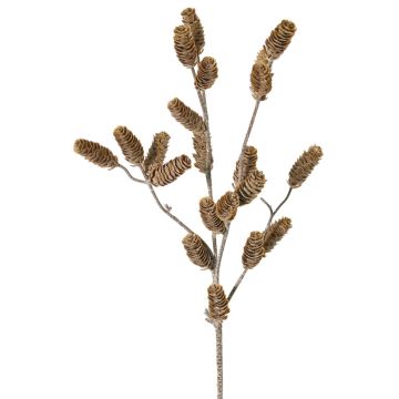 Dekorativní jedlová větvička LONGIH se šiškami, hnědobílá, 95cm