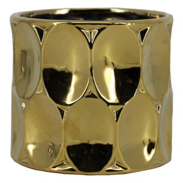 Elegantní keramický květináč MANUKO, leskle zlatý, 12,5 cm, Ø13,4 cm