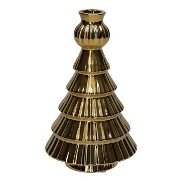 Dekorativní láhev „Vánoční stromek“ BRIXON, vzor s čarami, keramika, zlatá metalíza, 15,2 cm, Ø 10 cm