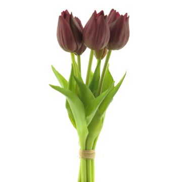 Umělý svazek tulipánů LETISIA, tmavě fialový, 25cm