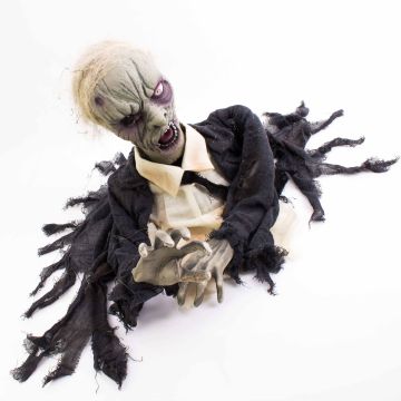 Halloween zombie / nemrtvý ROWDY s funkcí pohybu / křiku, LED diody, 45cm