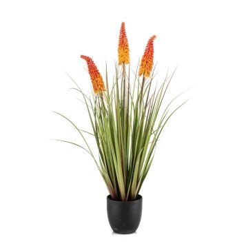 Umělá liliovka FLORENS v dekorativním květináči, červeno-oranžová, 90 cm