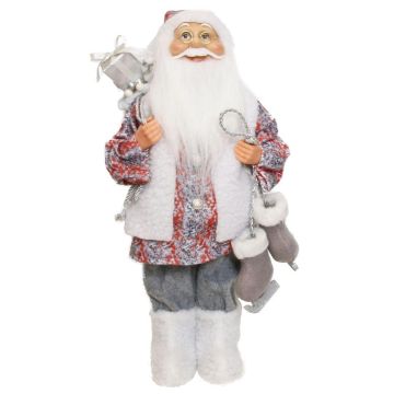 Dekorativní figurka Santa Clause ABENZIO, brusle, pytel s dárky, bílo-šedo-červená, 22 x 14 x 45 cm Dekorativní figurka Santa Clause ABENZIO, brusle, pytel s dárky, bílo-šedo-červená, 22 x 14 x 45 cm