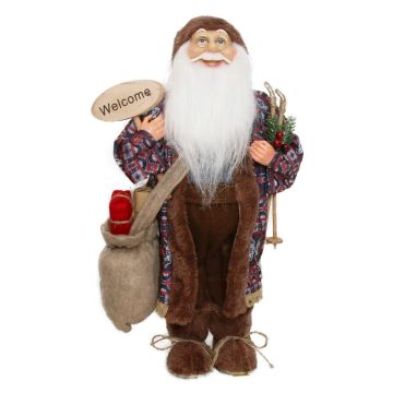 Dekorativní figurka Santa Clause BENTJE, pytel na dárky, lyžařské hůlky, hnědo-červená, 23 x 14 x 45 cm Dekorativní figurka Santa Clause BENTJE, pytel na dárky, lyžařské hůlky, hnědo-červená, 23 x 14 x 45 cm