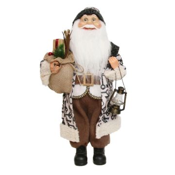 Dekorativní figurka Santa Clause ARNDOR, pytel na dárky, lucerna, béžovo-hnědá, 23 x 14 x 45 cm Dekorativní figurka Santa Clause ARNDOR, pytel na dárky, lucerna, béžovo-hnědá, 23 x 14 x 45 cm
