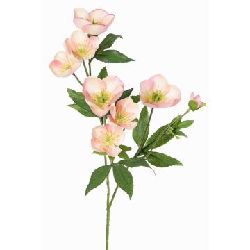 Umělá větvička vánoční růže ANYALA, růžovo-bílá, 60cm, Ø5-6cm