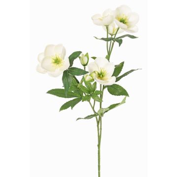 Umělá větvička vánoční růže ANYALA, smetanově bílá, krémovo-bílá, 60cm, Ø5-6cm