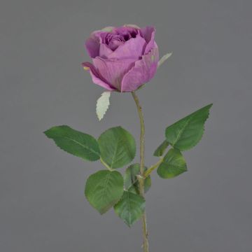 Umělá květina růže POPI, fialovo-zelená, 55 cm, Ø 7 cm