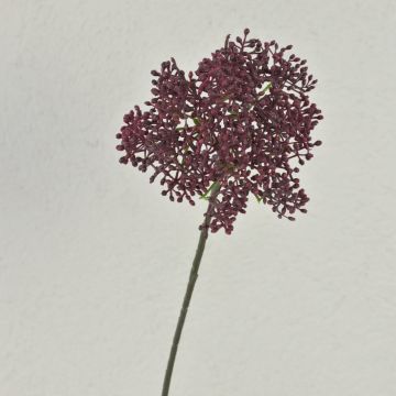 Umělá sněhová koule VARINKA s poupaty, sušený vzhled, vínově červená, 55 cm