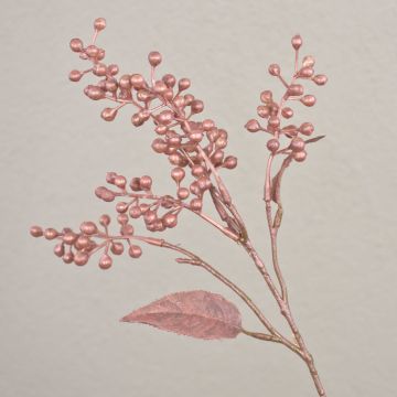 Umělá větev makety bobulí ROGAN s plody, metalické růžové zlato, 40cm Umělá větev makety bobulí ROGAN s plody, metalické růžové zlato, 40cm