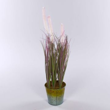 Umělá lampa čistící tráva SVERRE s latami, zinkový květináč, růžovo-zelená, 50cm Umělá lampa čistící tráva SVERRE s latami, zinkový květináč, růžovo-zelená, 50cm