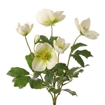 Textilní vánoční růže OSSANDA na tyči, bílá, 35cm