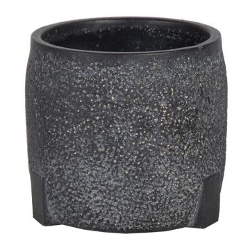 EVROS květináč se vzorem, černý, 15cm, Ø17cm