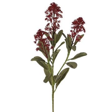 Textilní větev skimmia LAUSANA s květy, vínová, 65cm Textilní větev skimmia LAUSANA s květy, vínová, 65cm