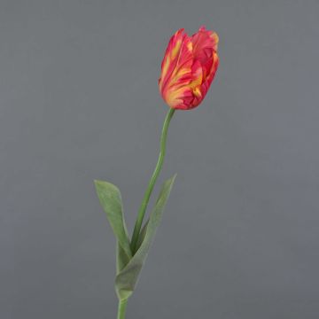 Umělá květina papoušek tulipán UAKARI, červeno-oranžovo-zelená, 65cm, Ø6cm