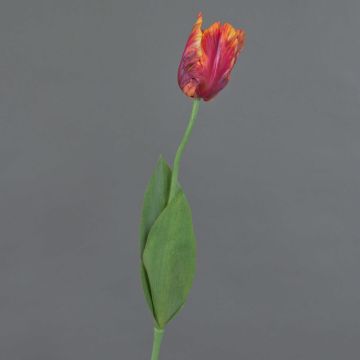 Umělá květina papoušek tulipán UAKARI, červeno-růžovo-oranžovo-zelená, 65cm, Ø6cm