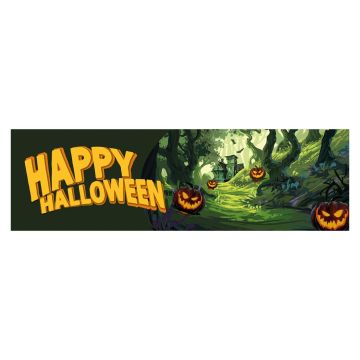 Pozadí s motivem Happy Halloween DEMOCRITO, Les duchů, na šířku, zeleno-černé, 300 x 90 cm
