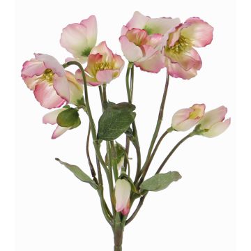 Umělecká vánoční růže HALLA na tyčce, růžová, 30cm, Ø7cm