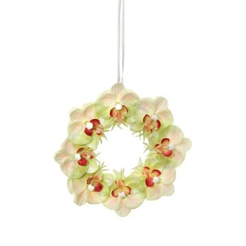 Dekorativní věnec z orchidejí Phalaenopsis VARTAN, zeleno-růžovo-růžový, Ø16cm