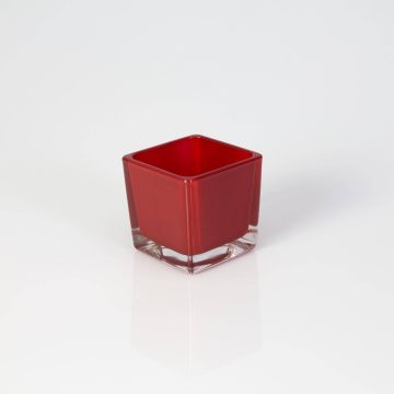 Svícen na čajovou svíčku KIM EARTH, červený, 6x6x6cm Svícen na čajovou svíčku KIM EARTH, červený, 6x6x6cm