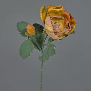 Umělý květ magnólie GARETHO, Eco Collection, oranžovo-žlutý, 70cm, Ø10cm