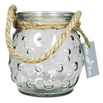 Stolní lehká kulová váza NAKIS ze skla, s puntíky, šňůra, čirá, 12,5cm, Ø12cm Stolní lehká kulová váza NAKIS ze skla, s puntíky, šňůra, čirá, 12,5cm, Ø12cm