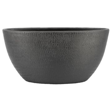 Oválný keramický květináč DEIRA se zrnem, matná černá, 49x20x25cm