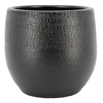Keramický květináč DEIRA s obilím, matně černý, 21cm, Ø23cm
