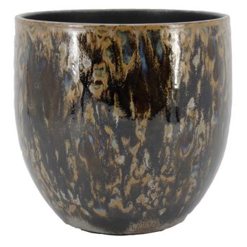 Keramický květináč ELIEL, kropenatý, hnědomodrý, 34cm, Ø34cm