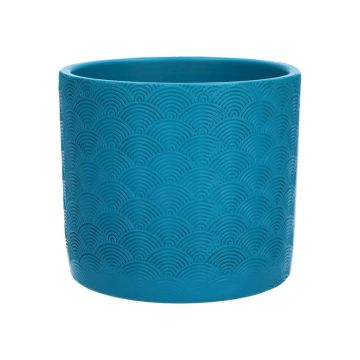 Cachepot FERDINANTA se vzorem, keramika, tyrkysová matná, 12,3 cm, Ø13,5 cm