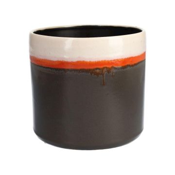 Cachepot BETHARI, keramika, hnědooranžovo-krémová, 13cm, Ø15cm