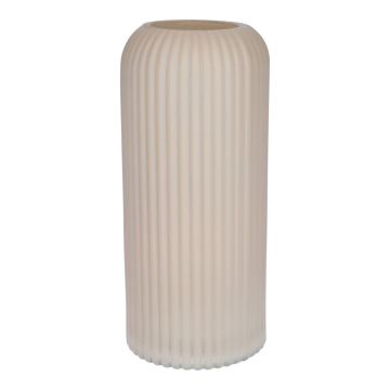 Váza na květiny ALBURGIS s drážkami, sklo, krémově matné, 25cm, Ø10cm Váza na květiny ALBURGIS s drážkami, sklo, krémově matné, 25cm, Ø10cm