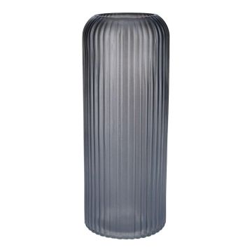 ALBURGIS váza na květiny s drážkami, sklo, šedá metalíza, 25cm, Ø10cm