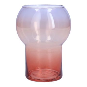 Dekorativní váza ONOFRIO, sklo, fialová-růžová-lososová-čirá, 16 cm, Ø 12 cm
