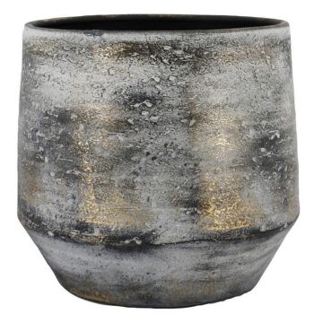 Keramický květináč SEJAL, kropenatý, šedozlatý, 14cm, Ø16cm
