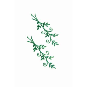 Voskový ornament větvičky WITALINA, 2 kusy, tmavě zelená, 8x3cm