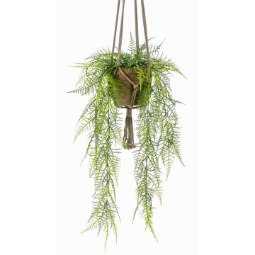 Umělý asparagus v závěsném květináči SILIJA, terakotový květináč, 80cm