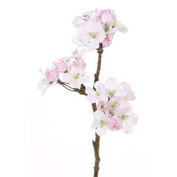 Umělá větvička jabloně OCHUKO, s květy, bílo-růžová, 35cm, Ø1,5-4cm
