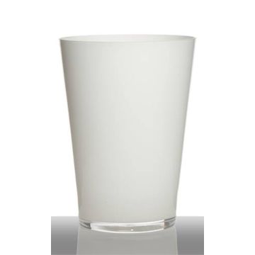 Kónická váza na květiny ANNA EARTH ze skla, bílá, 30cm, Ø22cm