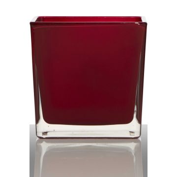 Skleněný květináč KIM EARTH, červený, 14x14x14cm