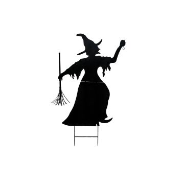 Halloweenská silueta čarodějnice SPOOKY WITCH, kov, černá, 150cm