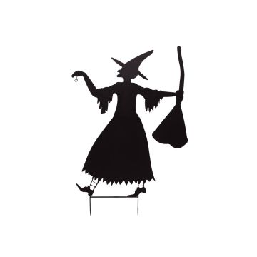 Halloweenská silueta čarodějnice SPOOKY WITCH, kov, černá, 140cm
