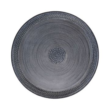 Kulatý kovový talíř SOLANYI, vzorovaný, černý, Ø63,5cm
