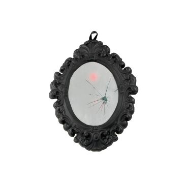 Halloweenská dekorace Magické zrcadlo MIRZELLA, zvuková funkce, LED, šedá, 35cm