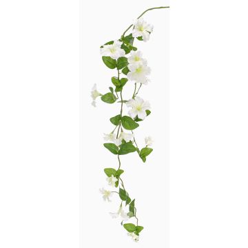 Plastová větev petúnie MARTHE, bílo-zelená, 130cm, Ø4-9cm