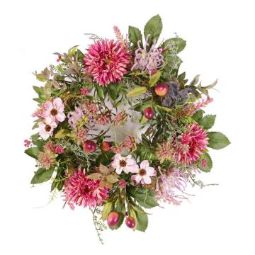 Umělý podzimní věnec SABINE, gerbera, růžový, Ø30cm