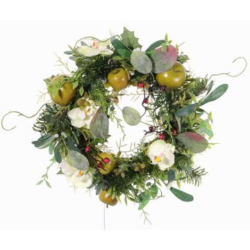 Textilní zimní věnec ISABELLE, orchidej, jablko, krém, Ø30cm Textilní zimní věnec ISABELLE, orchidej, jablko, krém, Ø30cm