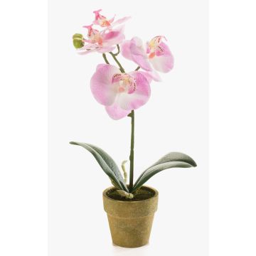 Umělá orchidej phalaenopsis SETH v dekorativním květináči, růžová, 25cm